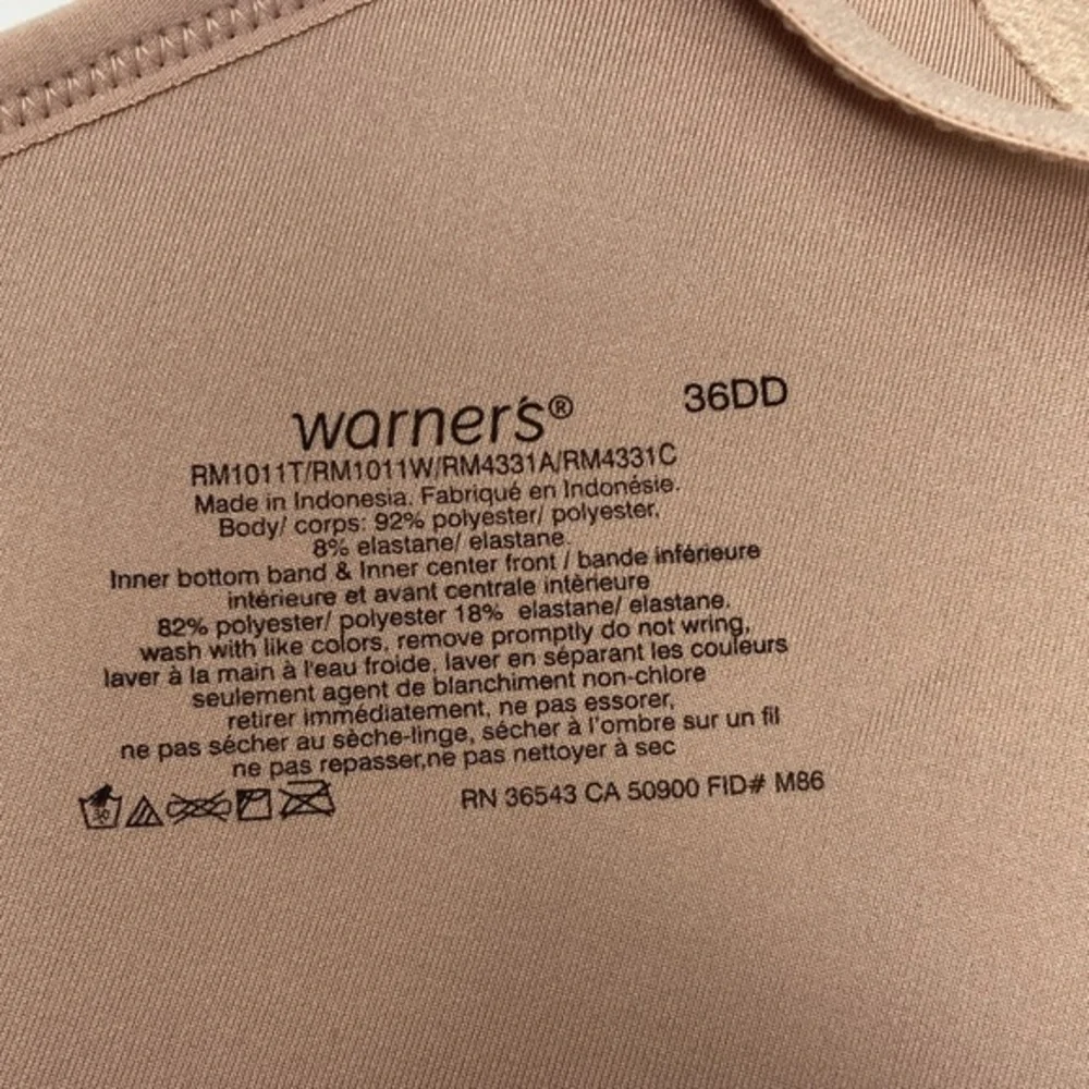 Warners Bra Womens 36DD Tan Polyester Cloud 9 Wire-Free Convertible T-Shirt Nude